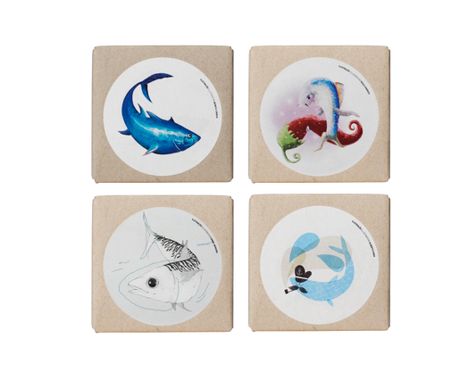 Žuvies paštetų rinkinio turinys su keturiais skirtingais paštetais